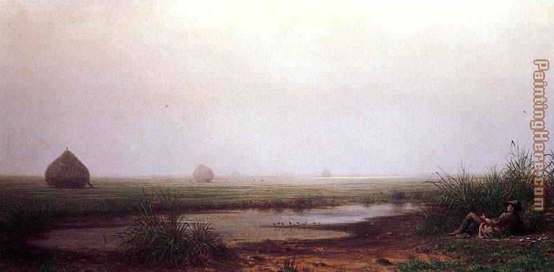 Marsh with a Hunter painting - Martin Johnson Heade Marsh with a Hunter art painting